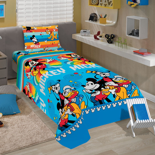 Jogo De Cama Lençol Infantil Menino 3 Peças Mickey - Lepper