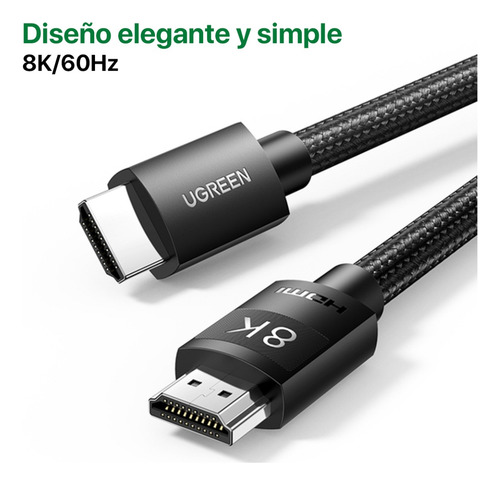 Imagen 2 de 8 de Cable Hdmi Ugreen 2.1 8k/60hz 4k/120hz 3mt Ultra High Speed
