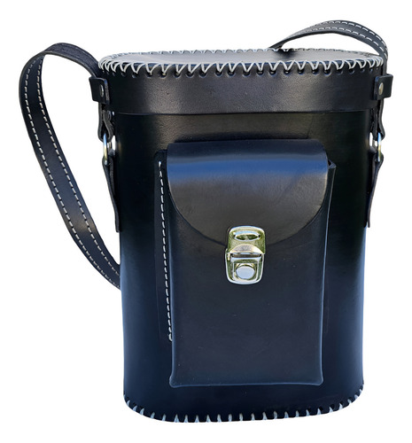 Bolso Portatermo Cuero Bolsillo Cierre Portafolio Premium!! Color Negro