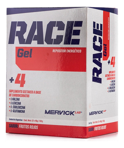 Gel Race Mervick Repositor Energético 12 X 40g Sin Cafeína 