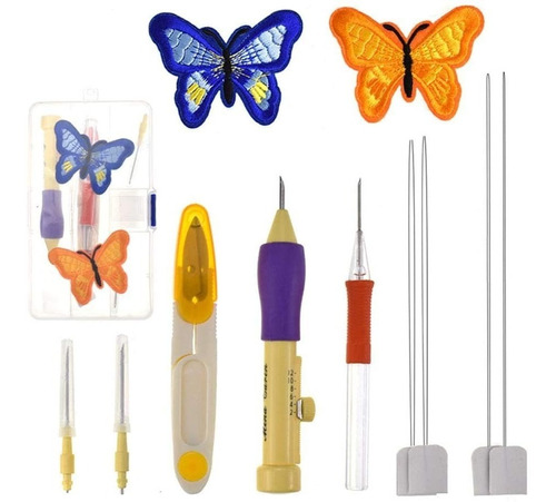 Set Aguja Mágica Pluma Bordado Punzón Costura Patrón 