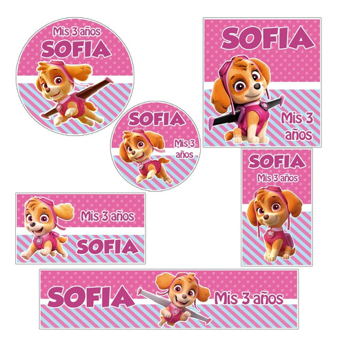 Kit 180 Stickers Paw Patrol Skye Rosa  Candy Bar 