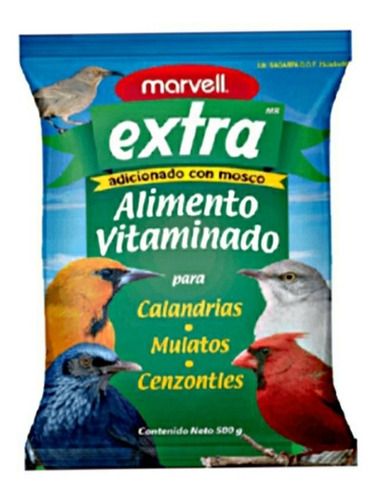 Alimento Extra Para Cenzontle Calandrias Etc. 500g Marvell