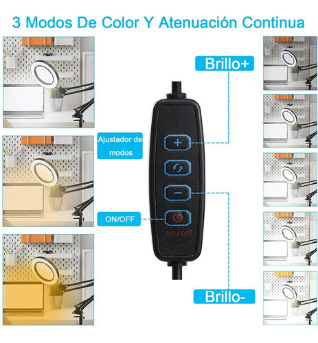 ** Lámpara Led De Escritorio Con Lupa De 8x Con Brazo