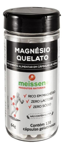 Magnésio Quelato 433mg 120 Cápsulas Meissen Sem Sabor
