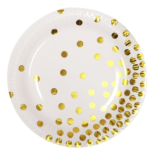 Plato De Polipapel 17cm Lunares Dorados X 6 Unidades