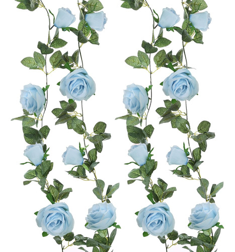 Guirnalda Rosas Azules Artificiales 2mts Decoración Colgar