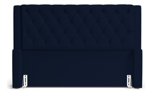 Cabeceira Cama Box Casal Atena 140cm Suede Azul Marinho