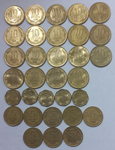 Chile - Coleccion 1975 A 1999 - 88 Monedas (ref Lot10)