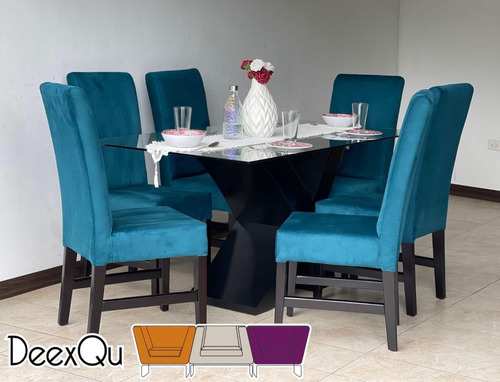 Juego De Comedor 6 Sillas Viena Turquesa