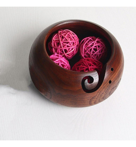 2 Cuencos De Lana De Madera, 6 X 3, Titular Tejer Crochet De Color Fix