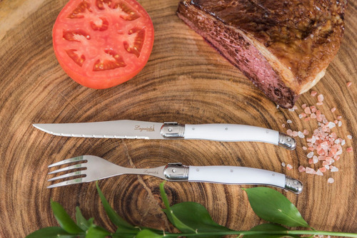 Imagem 3 de 3 de Conjunto 6 Garfos Luxo Em Bandeja De Madeira Branco