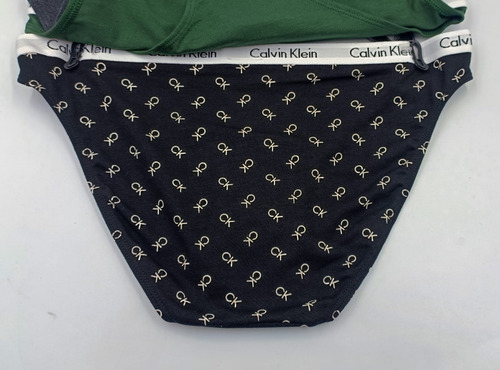 Calvin Klein Set 3 Calzon Bikini Logo Algodón Mujer Original