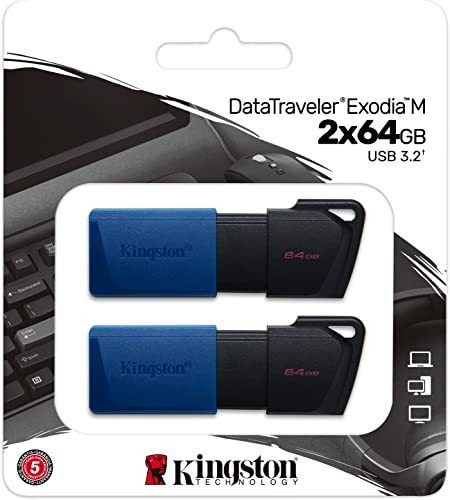 Kit Memoria Usb-a Flash Kingston Dt Exodia M 64gb 3.2 Gen 1 Color Negro Liso
