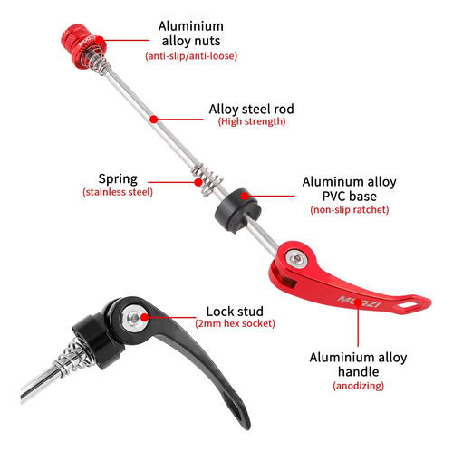 Yutuing Bicicleta Liberación Rápida Pincho Clip Perno Eje Ru