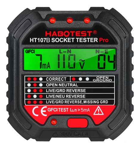 ~ Probador De Enchufes Habotest Con Pantalla De Voltaje