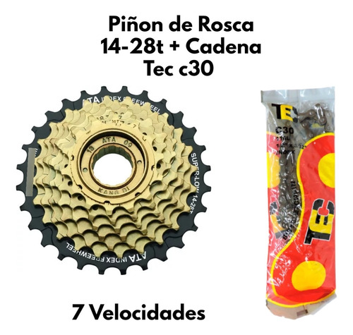 Pacha Piñon De Rosca 7 V  14-28t + Cadena Tec C30 