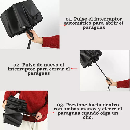 Paraguas Automático Extra Grande Paraguas Sombrilla Automatico Plegable Protección Uv