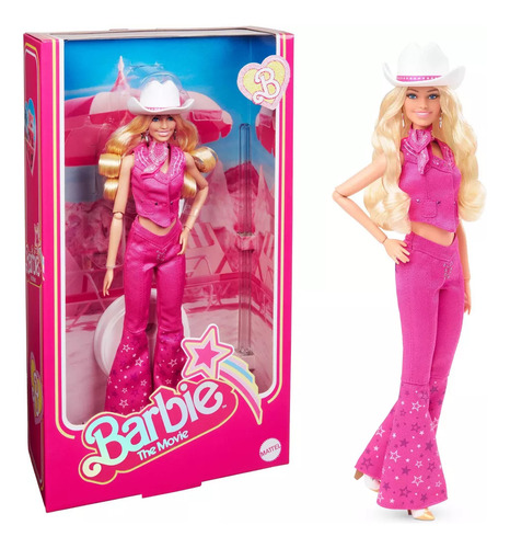Barbie:the Movie Coleccion Margot Robbie Outfit Vaquera Rosa