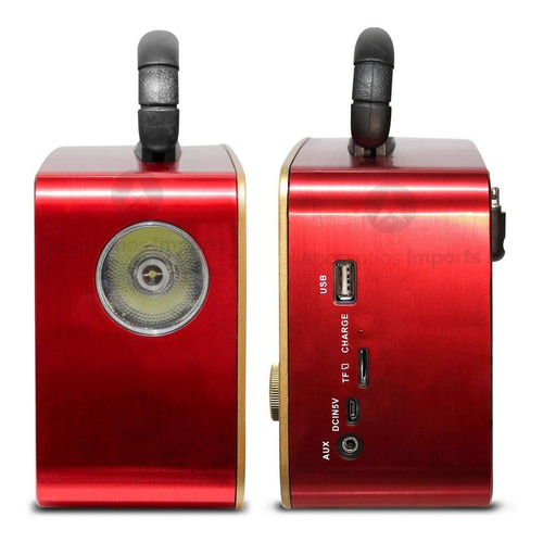 Caixa De Som Retro Bluetooth Radio Fm Usb Vintage Lanterna Cor Vermelho 110V/220V