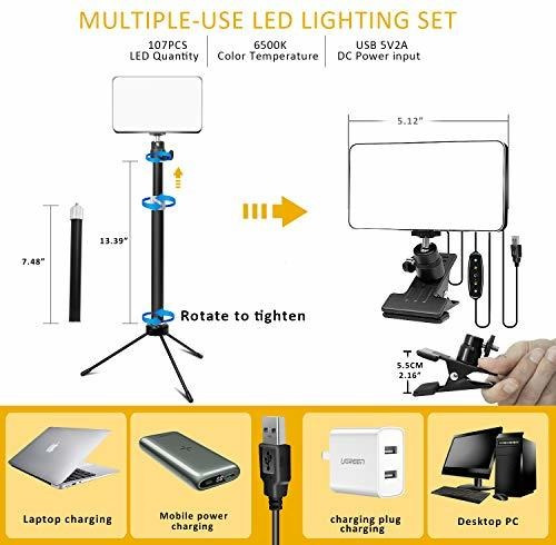 Imagen 3 de 7 de Iluminación De Videoconferencia Con Trípode Ajustable Y Clip