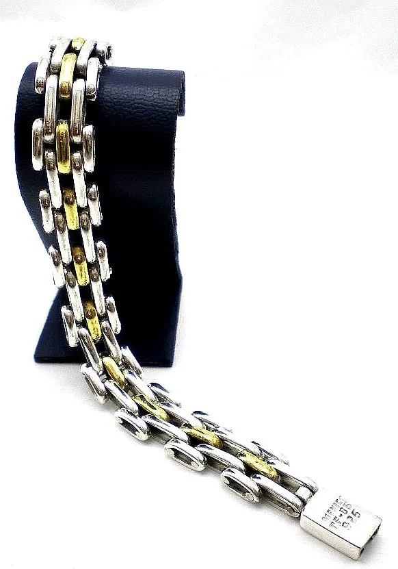 Pulsera Panther De Plata Mexico 925 Y Oro 18 Kt