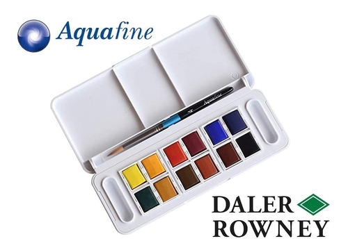 Acuarela Aquafine X 12 Colores + Pincel Daler Rowney Winsor