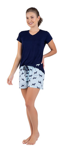 Short Doll Feminino Verao Visco/tricoline Podiun 235059