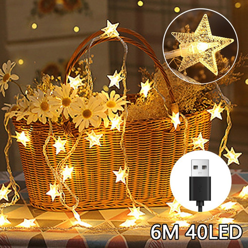 Luces De La Estrella Cuerda Usb Carga Luz Tira Decorativa