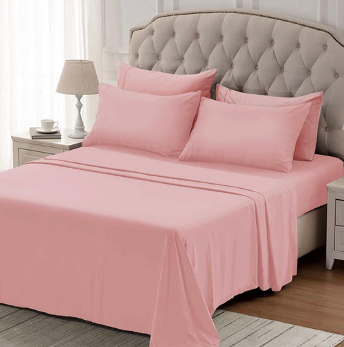 Juego de sábanas Linea Blancaok Hotelera Onix color rosa con diseño lisa para colchón de 200cm x 140cm x 30cm
