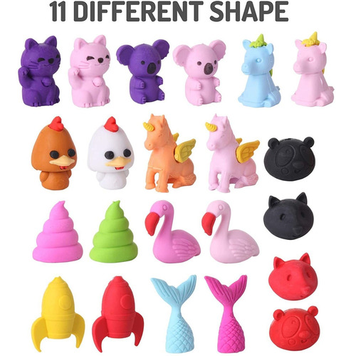 Juego De Gomas De Borrar En Forma De Animales X22 Unidades
