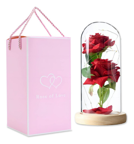 Flor Eterna Doble C/led Realista Colores San Valentin Color Rosa Claro