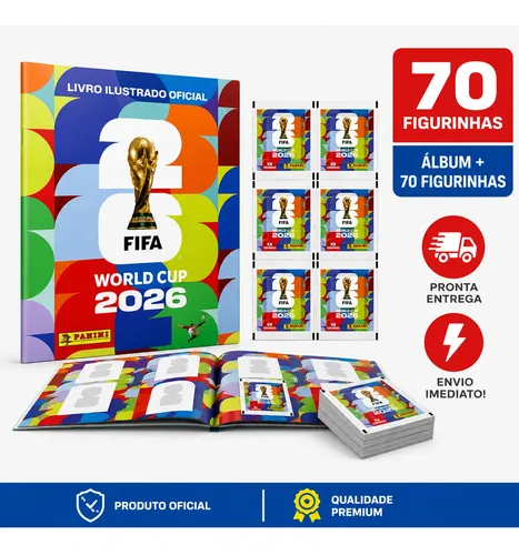 Kit Album Copa Do Mundo Fifa 2026 Com 70 Figurinhas