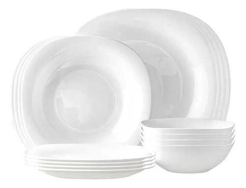 comprar Vajilla Moderna Cuadrada De Opal Resistente 4 Personas 16pzs Color Blanco