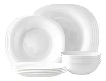 Comprar Vajilla Moderna Cuadrada De Opal Resistente 4 Personas 16pzs Color Blanco