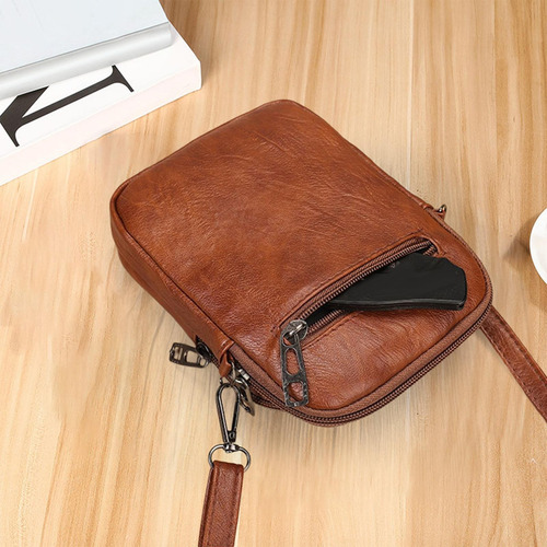 3 Bolso Bandolera De Cuero Pu Marrón Marrón El 19x13x5cm