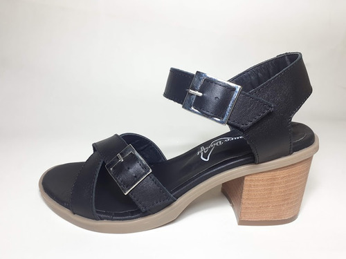 Sandalias De Cuero Cruzadas Mujer Taco 134