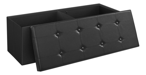 Songmics Banco Otomano De Almacenamiento Plegable Negro Liso