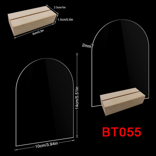 L (bt055) Soporte Para Letreros De Mesa Con Base De Madera