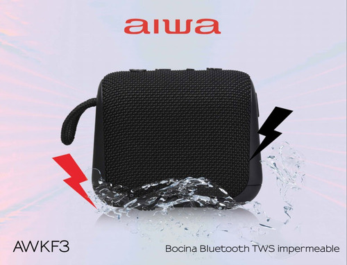Bocina Portatil Aiwa Impermeable Ipx6 Tws Radio Fm Aw-kf3 Rojo