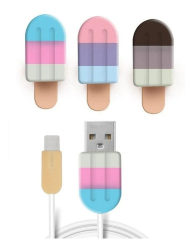 Cubre Cables Helado Protector Pin De Carga Usb 2 Partes 