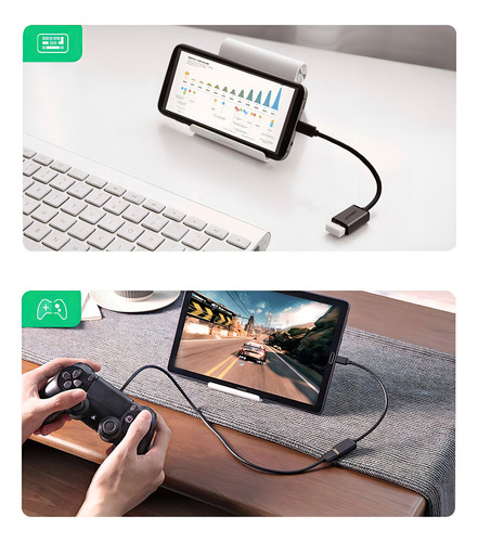 Cabo Otg Para Celular Tipo C Mini Micro Usb V8 Cor Preto
