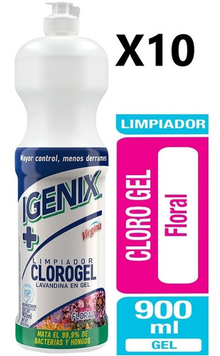 Pack x10 Clorogel Igenix 900mL Floral