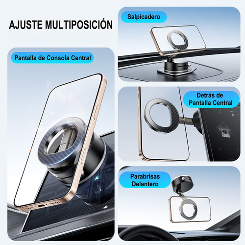 Soporte Magnetico Auto Para Celular Con Ventosa Vacío Negro