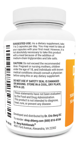 Suplemento Dr. Berg De Vitamina D3 K2 De 5000 Ui Con Aceite
