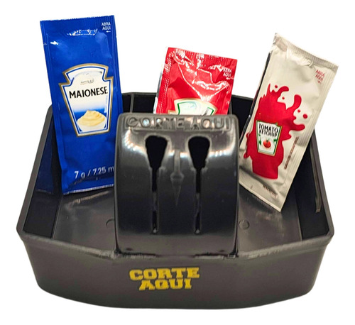 Kit Com 3 Porta Sachês Com Cortador Para Mesa Preto