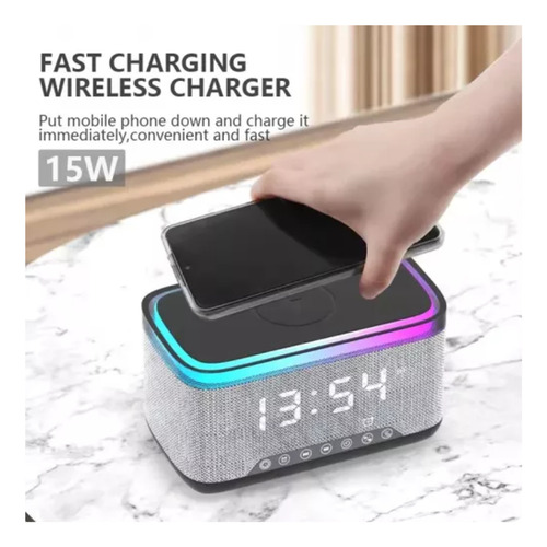 Altavoz Bluetooth Multifunción Portátil 15w Reloj Cargador