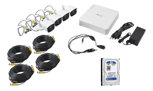 Kit Video Vigilancia Dvr 4ch 1mp + 4cám Bala Disco Duro 1tb