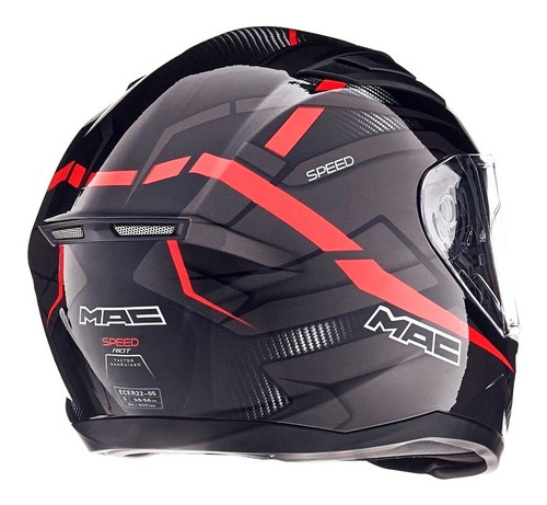 Imagen 4 de 9 de Casco Integral Mac Speed Riot Black Grey Red Ryd