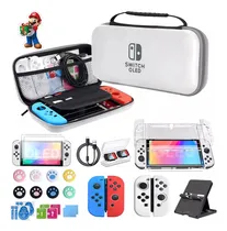 Comprar AIYINsmart Estuche Kit De Accesorios Nintendo Switch Oled 30 En 1, 1*funda De Viaje, 2*protector De Pantalla Vidrio, 2*empuñaduras Para Nintendo Switch OLED, 1*carcasa Transparente